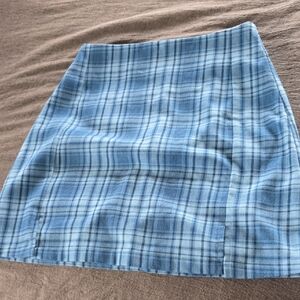 Brandy Melville Sky Blue Checkered A-Line Skirt